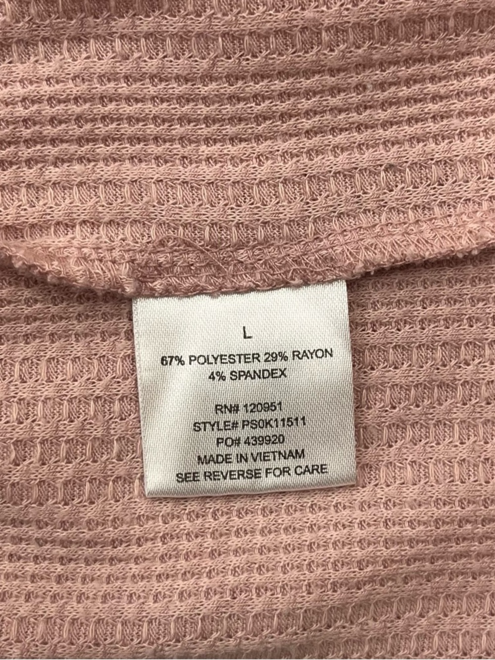 👚 Pink Rose Short Sleeve Waffle Knit Top w/ Pocket~Women’s Large~Dusty Pink - Picture 9 of 9